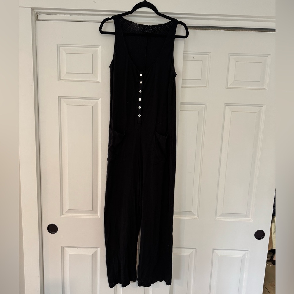 Hatch Nursing Friendly Cotton Button-Front Jumpsuit